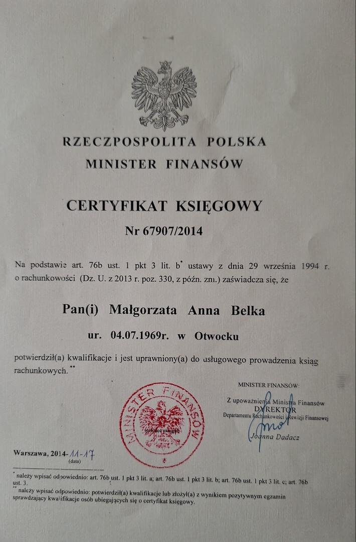 certyfikat